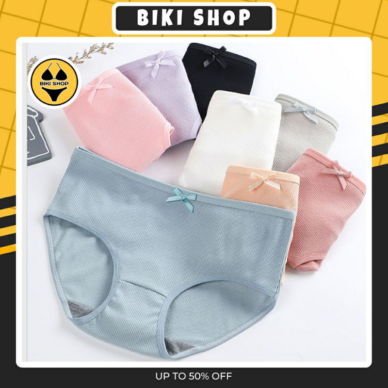 [Mã 12FASHIONSALE1 giảm 10K đơn 50K] Quần lót nữ Cotton Đính Nơ Gân Tăm Dễ Thương QL32 Biki