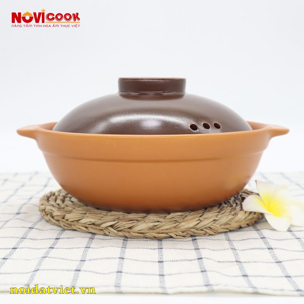 Bộ 2 Nồi Sứ Kho Cá NOVIcook cao cấp màu be - TẶNG 6 ĐĨA SỨ 16CM