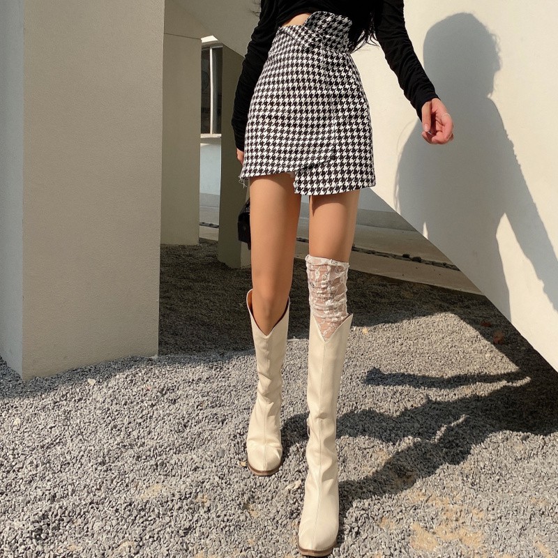 Cocory vn Chân Váy Lưng Cao Phong Cách Retro Thời Trang Nữ