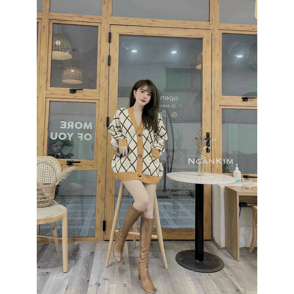 Áo Cadigan Họa Tiết Kẻ Cài Khuy Cho Nữ(có ảnh thật) | BigBuy360 - bigbuy360.vn