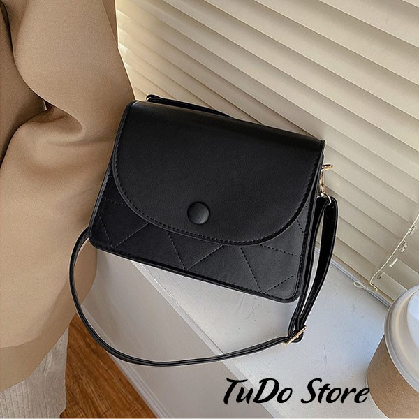 Túi xách nữ, Túi đeo chéo đơn giản cá tính hai màu be đen T8