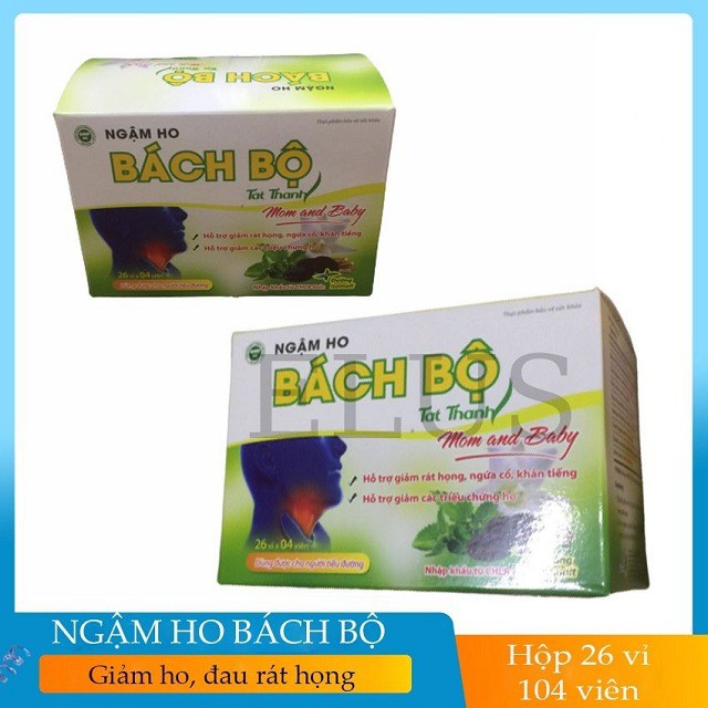 Viên Ngậm Ho Giảm Đau Họng Bách Bộ Tat Thanh Mom & Baby - Hộp 26 vỉ