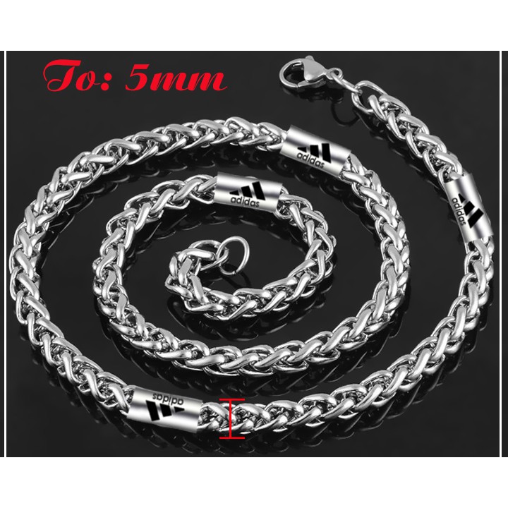 Dây chuyền nam inox cao cấp 5mm kiểu bông dừa bọc khoen khắc kí hiệu A đẹp, không đen - Đem lại đẳng cấp cho người đeo