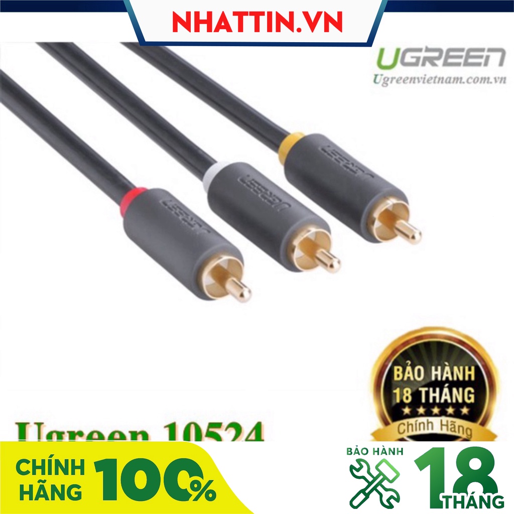 Cáp AV hoa sen 3 đầu RCA dài 1.5m chính hãng Ugreen 10524 Cao cấp - Phân Phối Chính Hãng