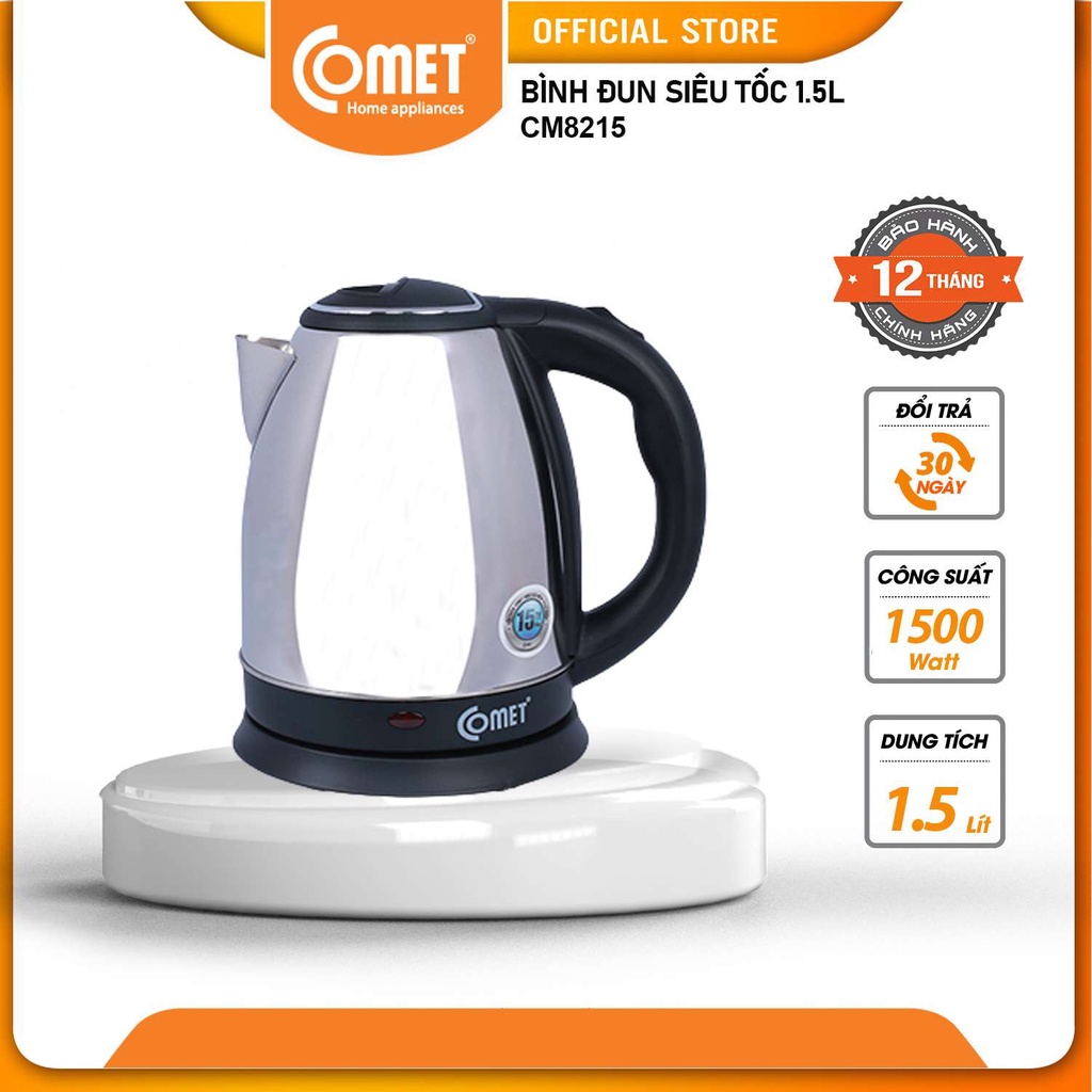 Bình Đun Siêu Tốc COMET CM8215 - 1.5L - Hàng Chính Hãng