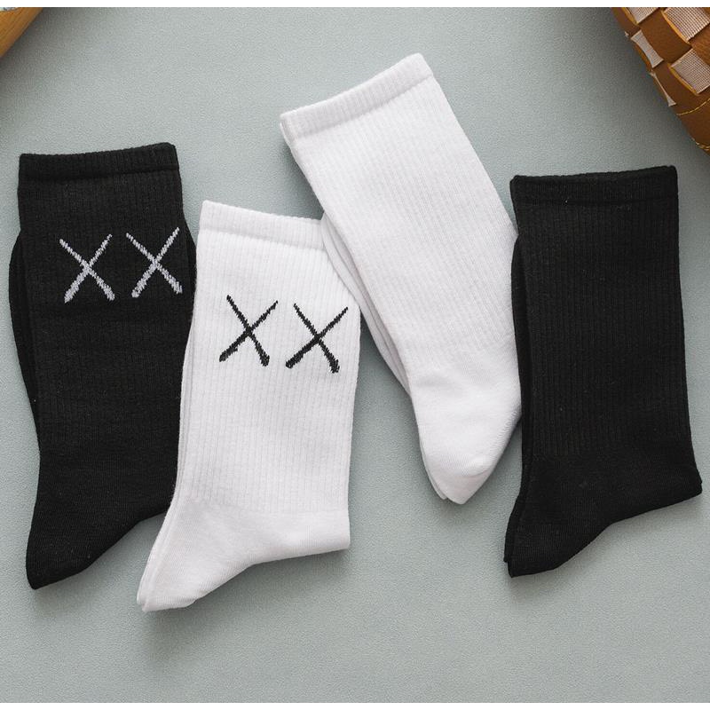 Set 5 đôi tất cổ cao Bivota vớ nam nữ in hình XX cá tính T23