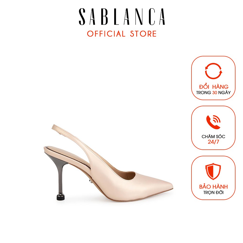 Giày sandal cao gót mũi nhọn gót mạ ánh bạc cao 8cm - Sablanca 5050SN0132