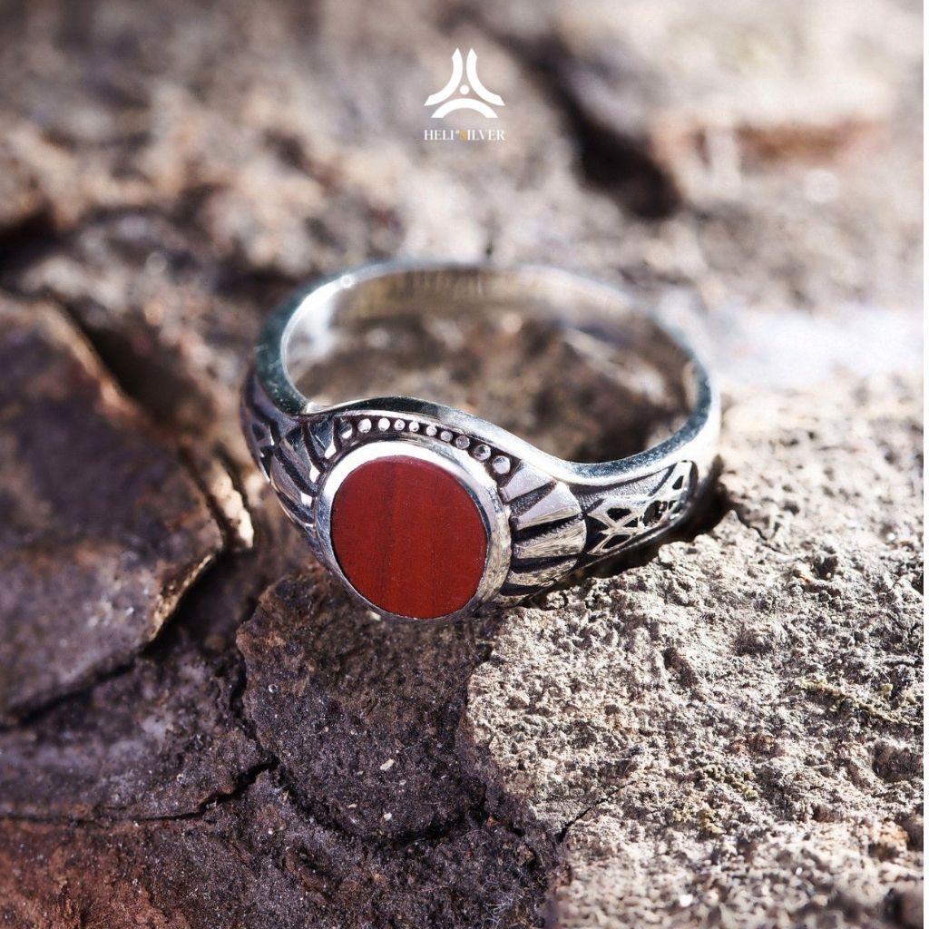 Nhẫn bạc nam, nữ HeliSilver Gothic Red Jasper Helios Original S925