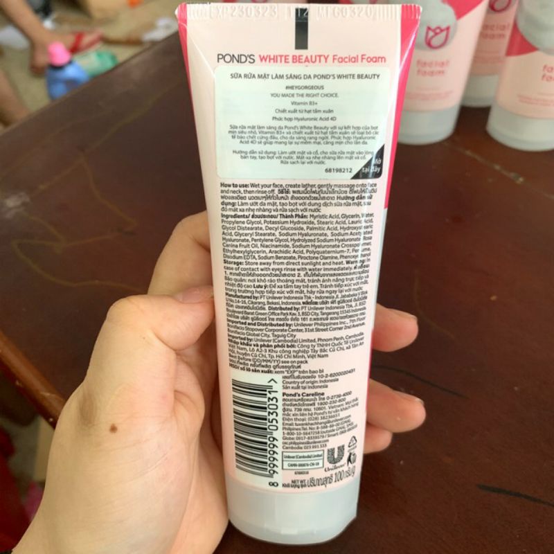 sữa rửa mặt trắng hồng Pond's white beauty tuýp 50g