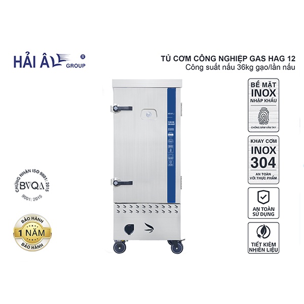 Tủ Nấu Cơm Công Nghiệp Hải Âu HAG 12 - Gas 12 Khay