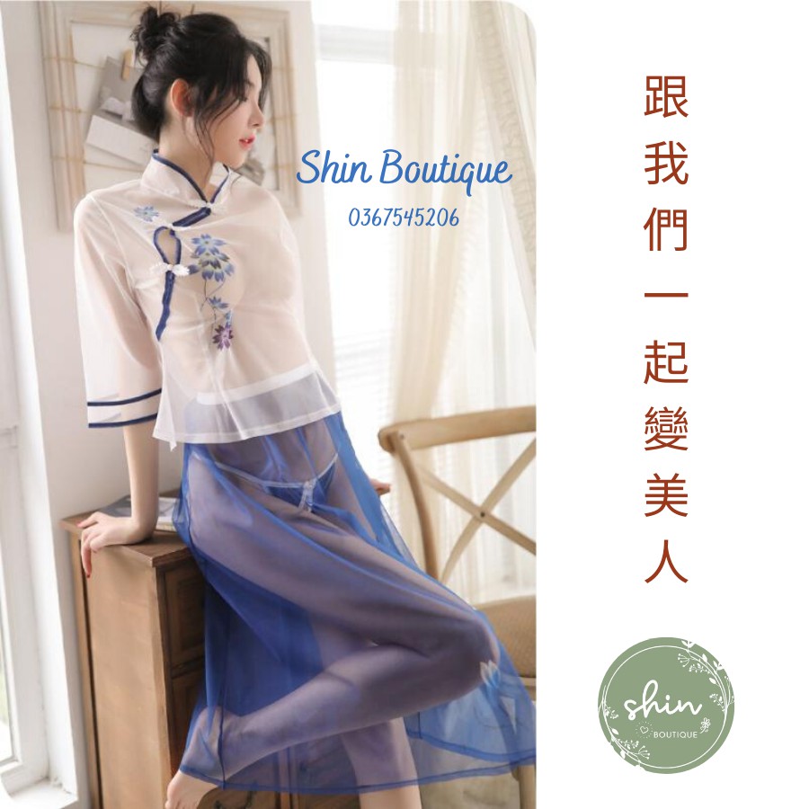 Váy ngủ cosplay sườn sám váy dài sexy gợi cảm A00028 | BigBuy360 - bigbuy360.vn