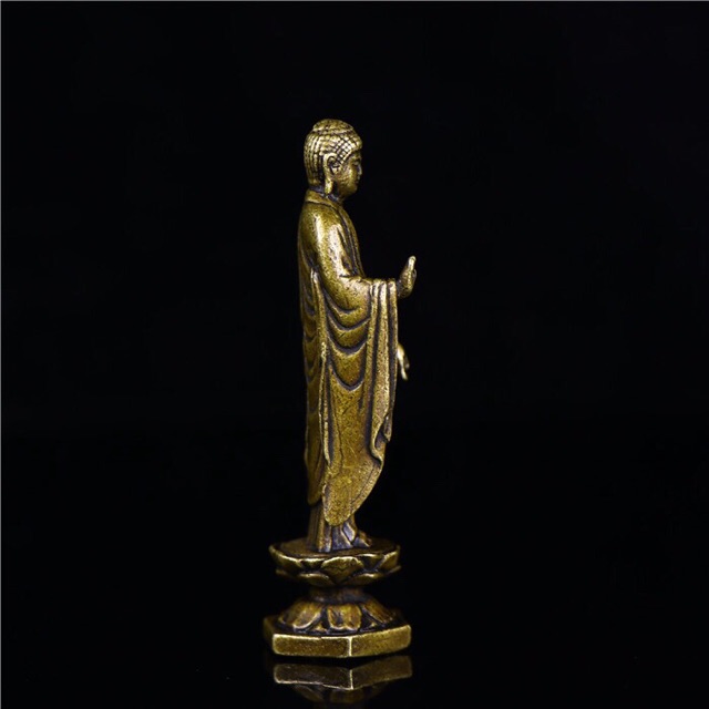 Tượng Tầu: Tôn Phật toạ đài Sen đồng vàng- chế tác: hun giả cổ-