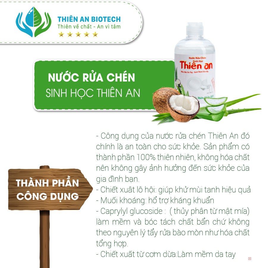 NƯỚC RỬA CHÉN SINH HỌC THIÊN AN KHÔNG ĂN DA TAY BẢO VỆ ĐÔI TAY CỦA BẠN 500ML