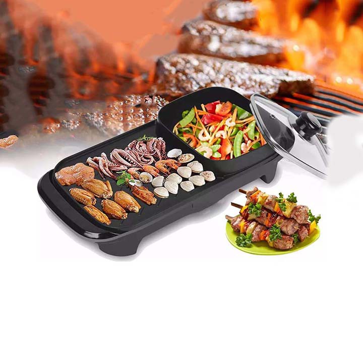 [Mã ELHADEV giảm 4% đơn 300K] Nồi lẩu nướng 2 in 1, bếp lẩu nướng BBQ đa năng