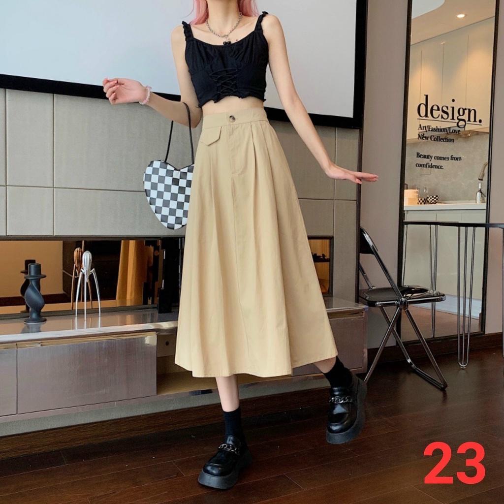 Chân váy ulzzang nữ dáng dài cá tính 3 màu
