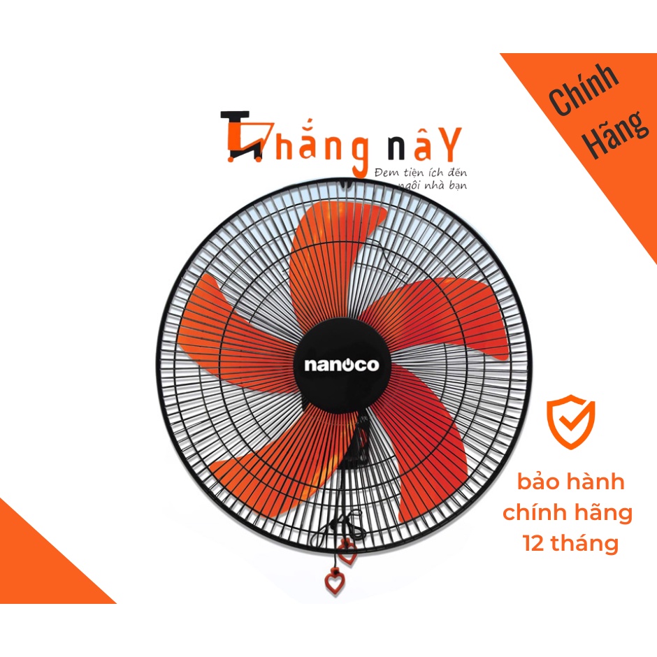 Quạt Treo Tường Công Nghiệp Nanoco NWF1606 - Màu Đen Cam