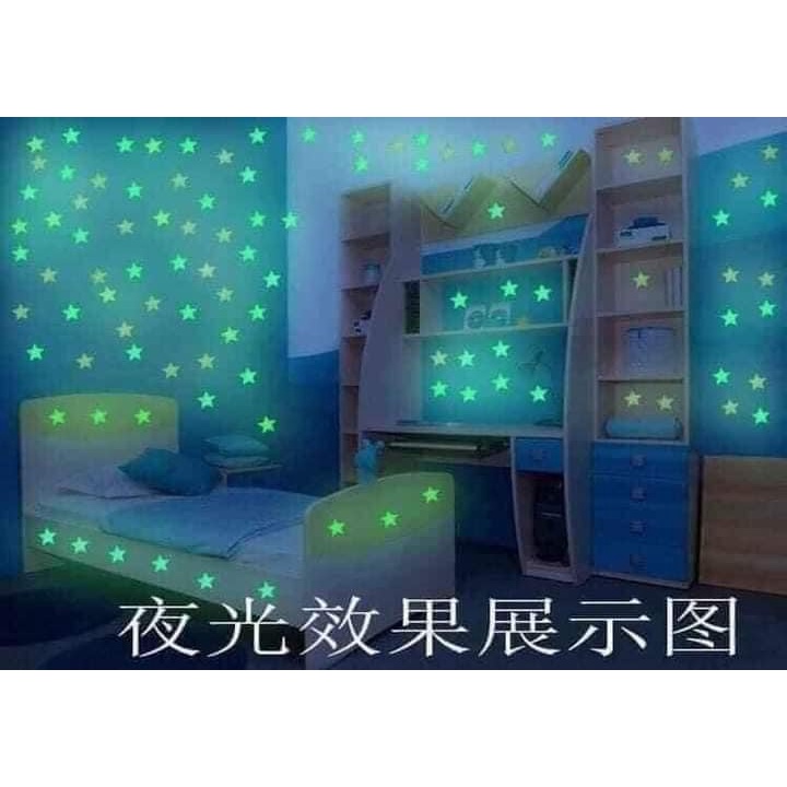 Sao Dạ Quang Trang Trí Dán Tường- Kèm miếng dán(-Kích thước ngôi sao: 3cm)