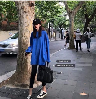 Sét áo thụng trơn xanh quần legging D&N