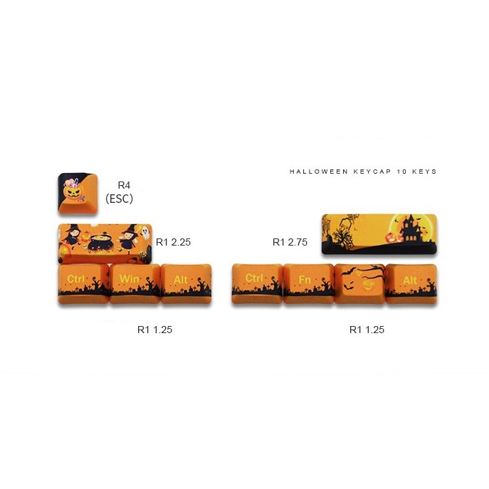 Set keycap nút phím cơ modifier PBT in hình 10 nút doraemon, tom jerry