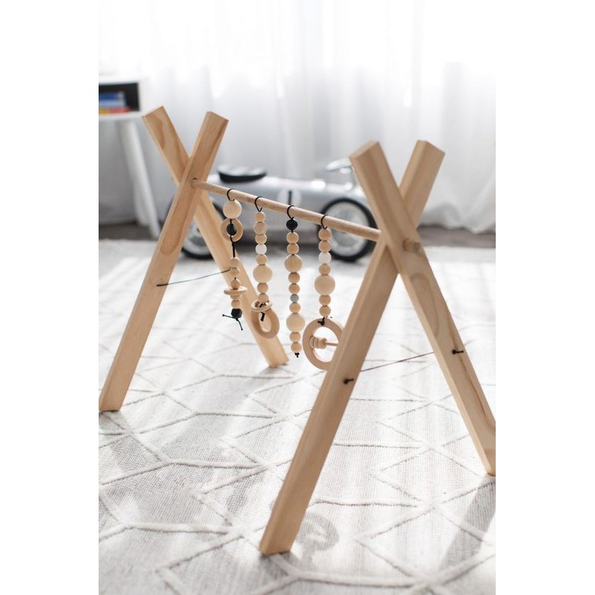 Kệ chữ A baby gym bằng gỗ thông tự nhiên an toàn/ Đồ chơi vận động Montessori cho bé 70x60cm