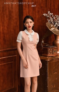 Đầm pink cổ ren nữ tính ( kèm clip + ảnh thật)