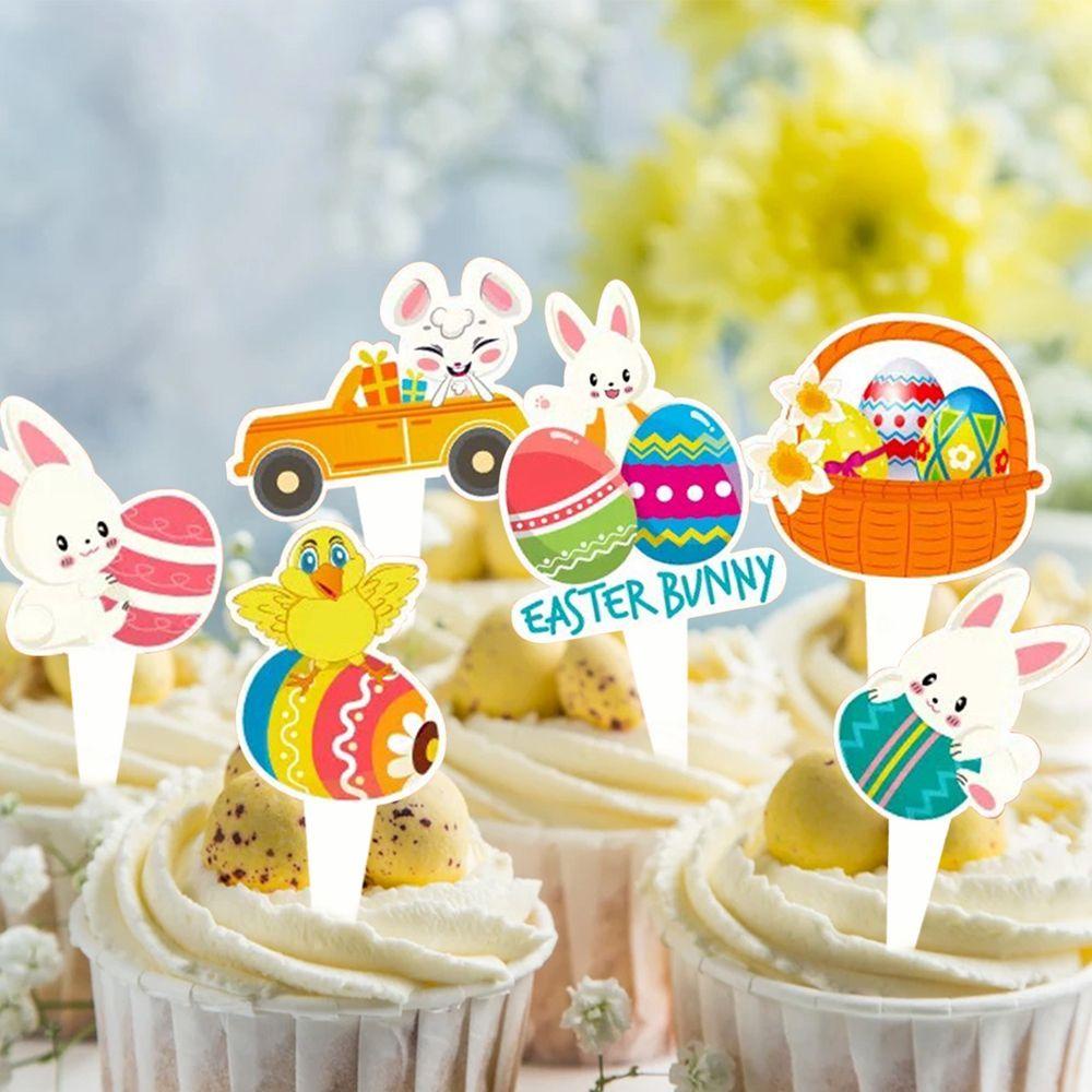 AUGUSTINA Set 12 Que Cắm Trang Trí Bánh Kem Họa Tiết Hoạt Hình Dễ Thương
