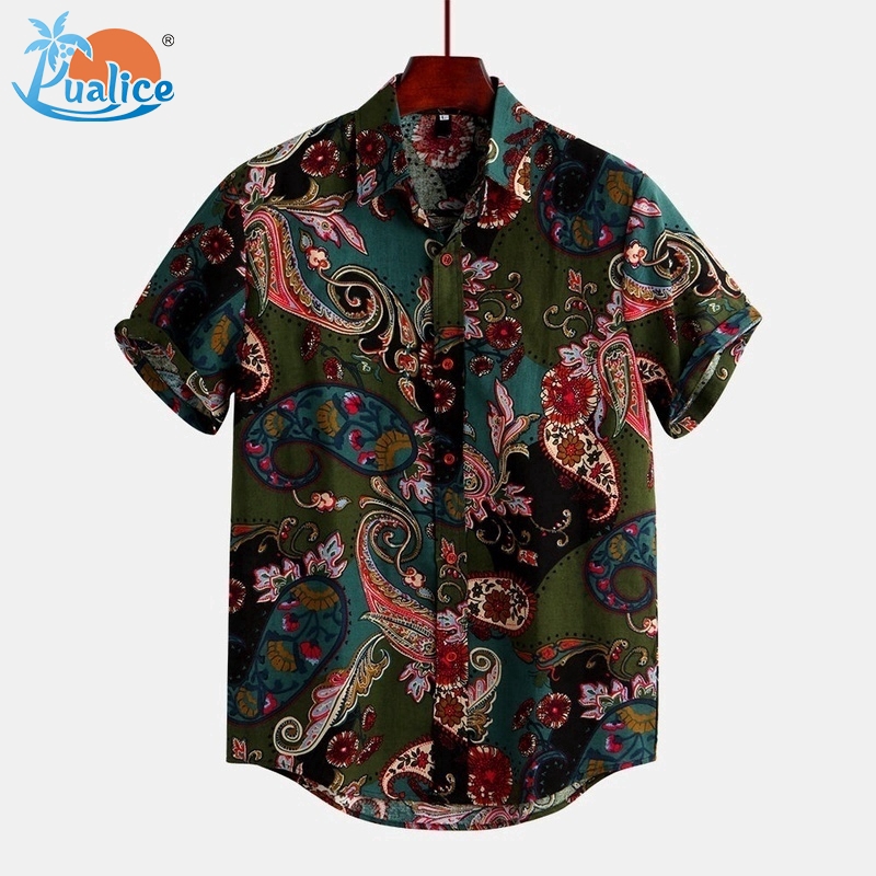 Men's Cashew Flower Printed Short Sleeve Men's Shirt Flower Shirt C57 | BigBuy360 - bigbuy360.vn