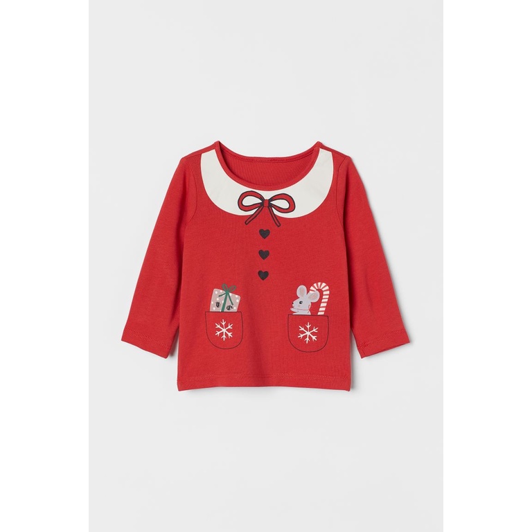 Áo thun bé gái họa tiết noel HM UK