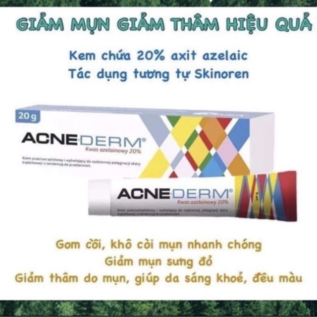 Kem gel dưỡng giảm thâm và mụn acnederm acne derm acid axit azelaic 20%