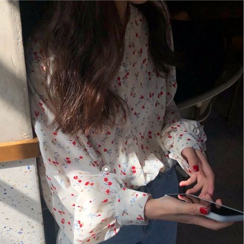 Áo Sơ Mi Voan Hoa Thời Trang Xuân Thu Dành Cho Nữ