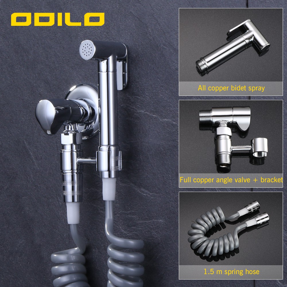 ODILO Bộ Vòi Xịt Nước Toilet 4 Trong 1 Bằng Đồng Thau Chrome Shattaf