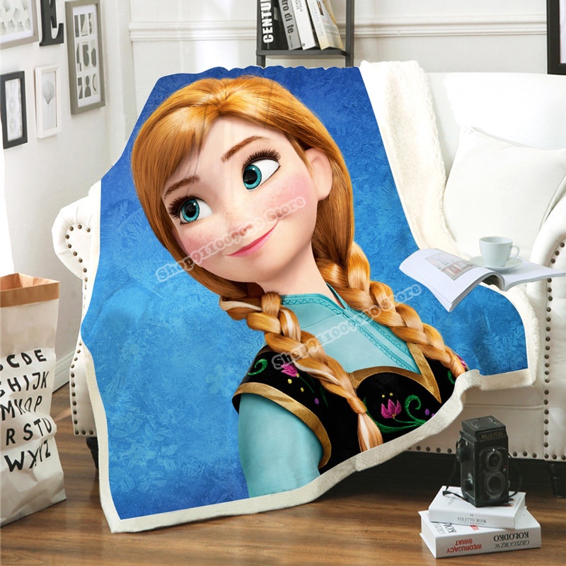 Disney frozen elsa chăn ấm áp cho trẻ em bộ đồ giường sofa phim hoạt hình quà tặng len bông