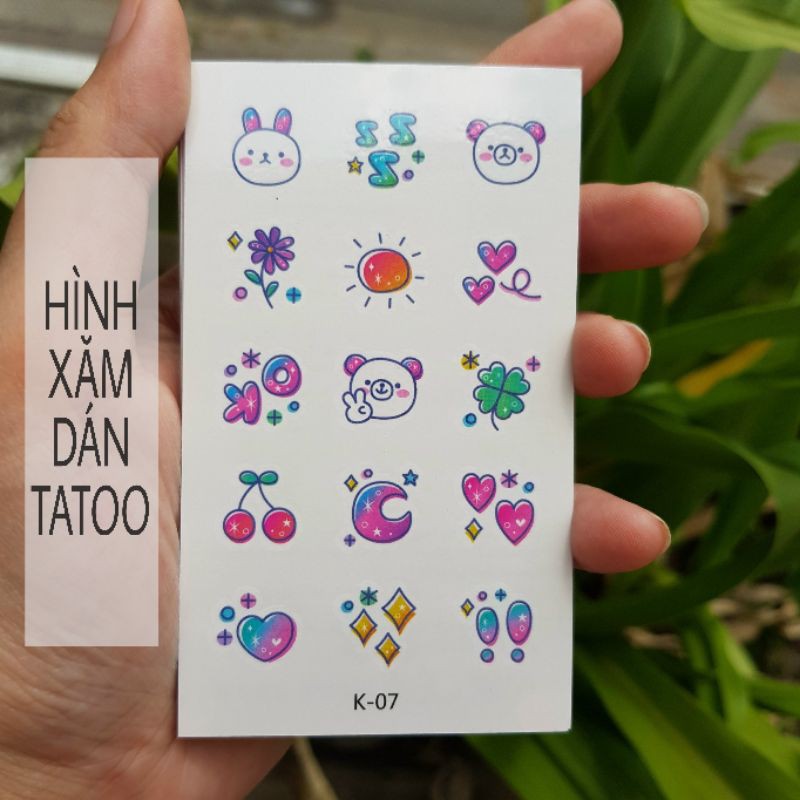 Hình xăm mini cartoon k07. Xăm dán tatoo mini tạm thời, size &lt;10x6cm