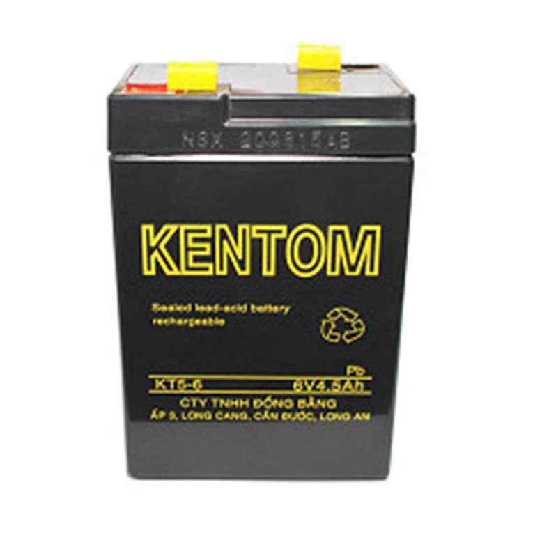 ⚡GIÁ HỦY DIỆT⚡ Bình Ắc Quy Khô gắn Quạt Sạc, Đèn Sạc 6V 5A Kentom Chính Hãng.