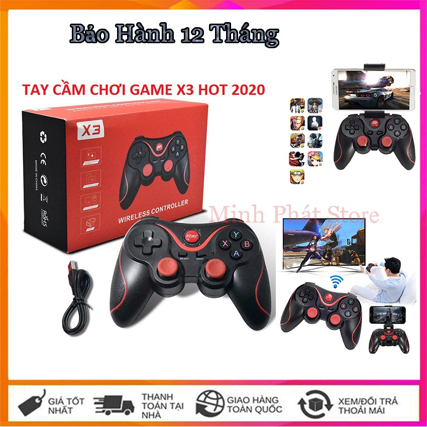 Tay cầm chơi game bluetooth X3/ C8 - đế kẹp điện thoại và usb chơi trên PC 54