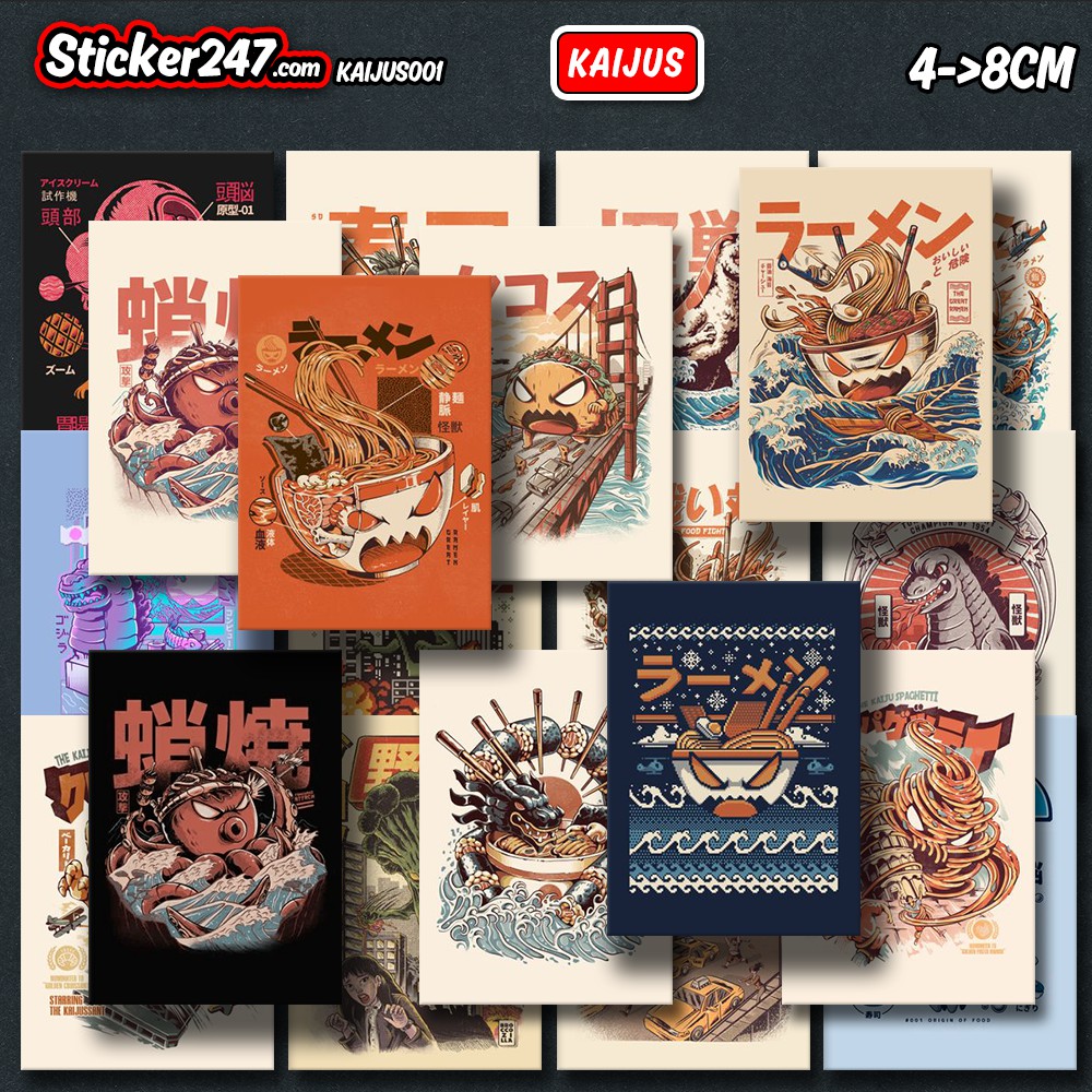 Sticker Kaiju Vingtage 𝑭𝒓𝒆𝒆𝒔𝒉𝒊𝒑 chống nước sticker dán laptop, điện thoại, đàn guitar, dán mũ bảo hiểm, vali...