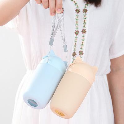 BN12 bình nước tai mèo 300ml thuỷ tinh bình nước cute chai nước dễ thương