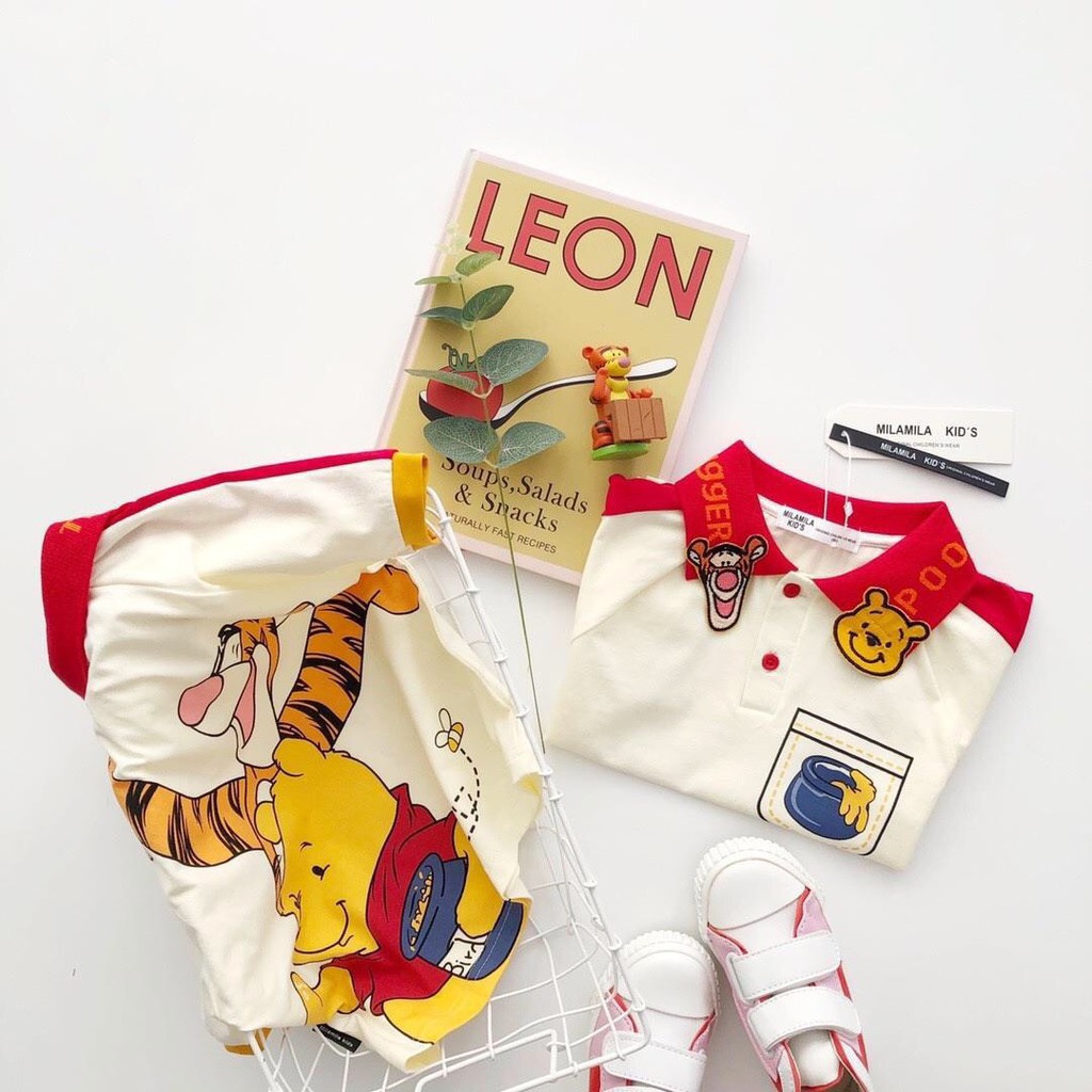 Áo cotton in hình gấu Pooh 2 mặt cho bé trai &amp; gái (N00764)