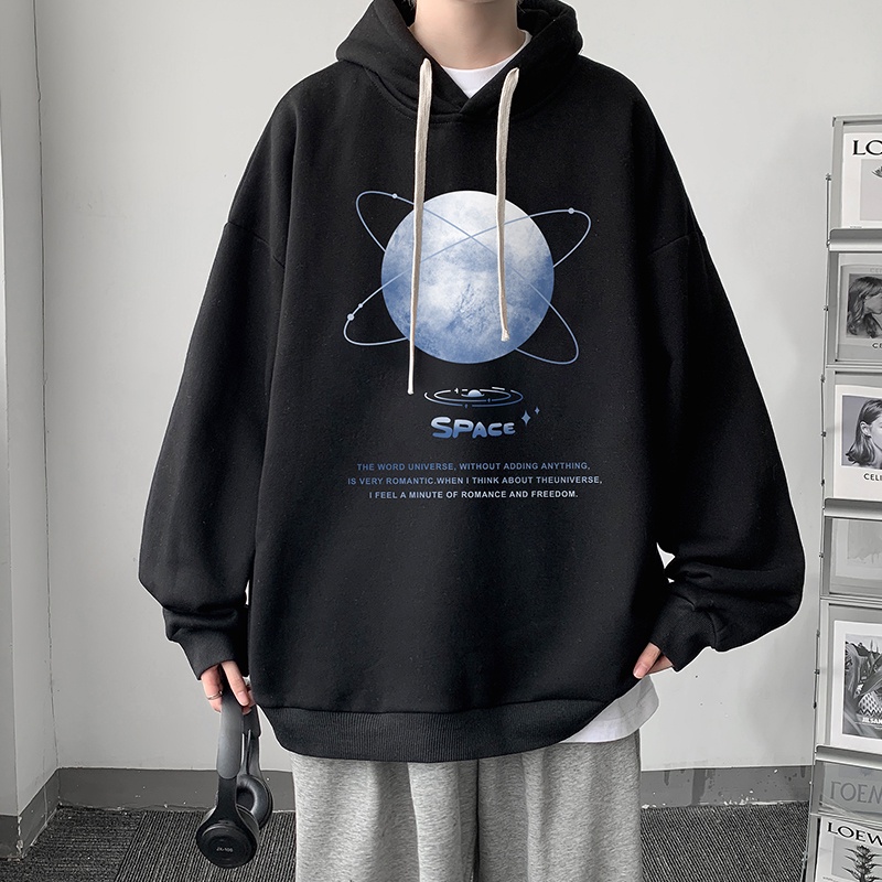 Áo Khoác Thể Thao Cotton Mỏng Dáng Rộng Lót Lông Cừu Màu Trơn Lót Lông Cừu Có Mũ Trùm Size M-5XL Mùa Thu Cho Nam