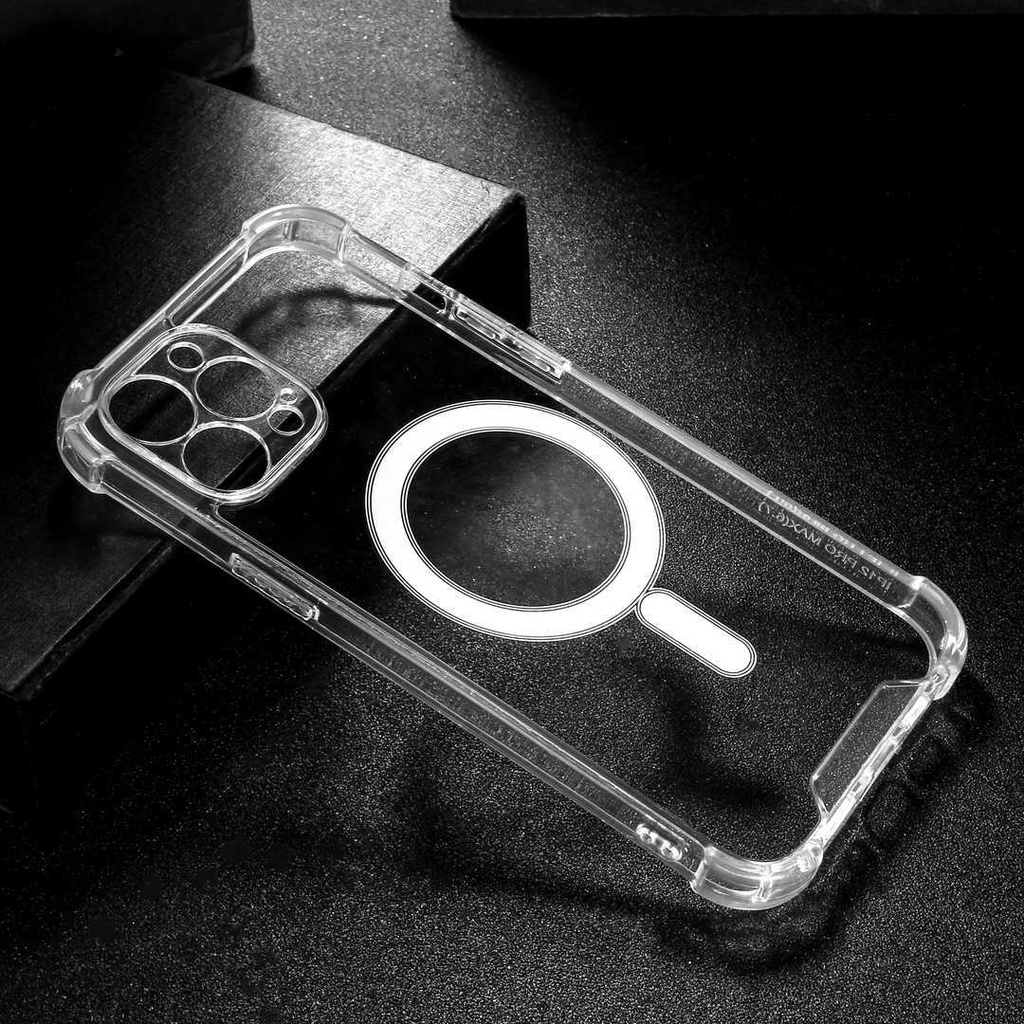 Ốp Điện Thoại Silicon Acrylic Trong Suốt Từ Tính Chống Sốc Cho iPhone 13 12 11 Pro Max XR XS X