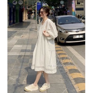 Đầm suông viền ren