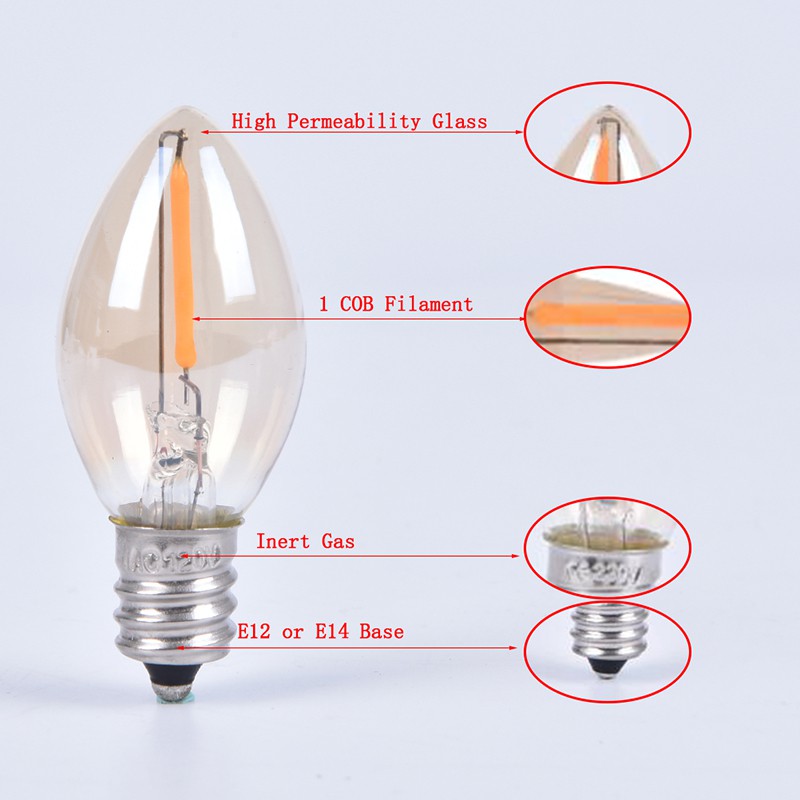 Bóng Đèn Dây Tóc E14/E12 C7 Led 0.5w