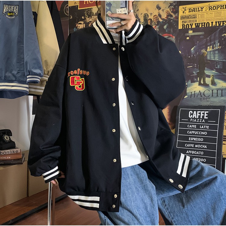 Áo Khoác Dù Nam Bomber Nút Gài Form Rộng GJ Nam Nữ Phong Cách Ulzzang