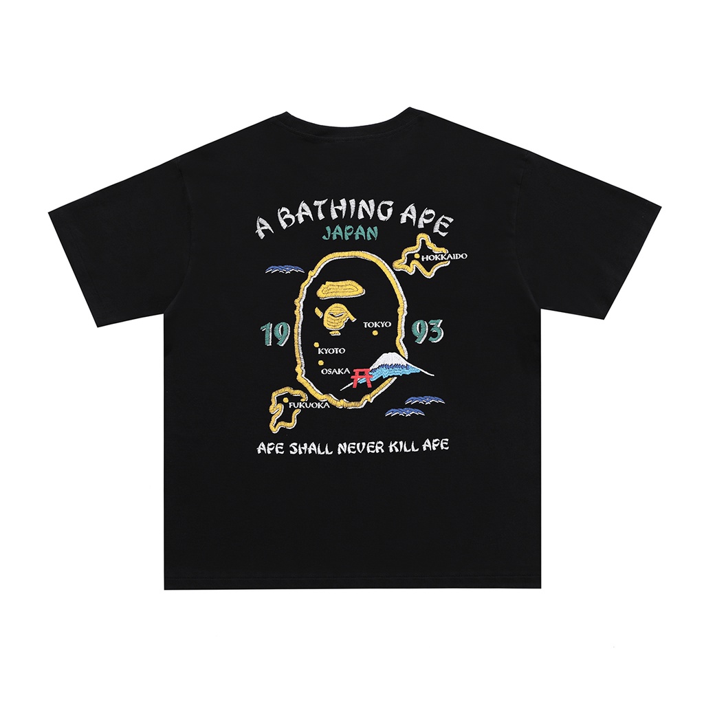 BAPE Áo Thun Tay Ngắn Cổ Tròn Có In Hình Thời Trang Cao Cấp Cho Nam / Nữ