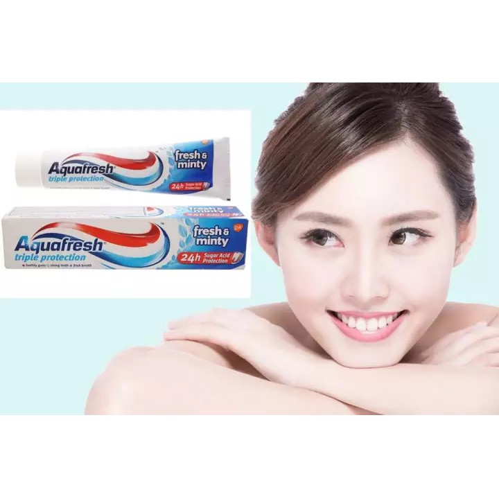 Kem Đánh Răng Bạc Hà Bảo Vệ Răng Khỏi Axit Aquafresh Triple Protection Fresh & Minty 100ml