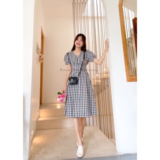 ĐẦM MIDI CỔ V PHỐI NÚT