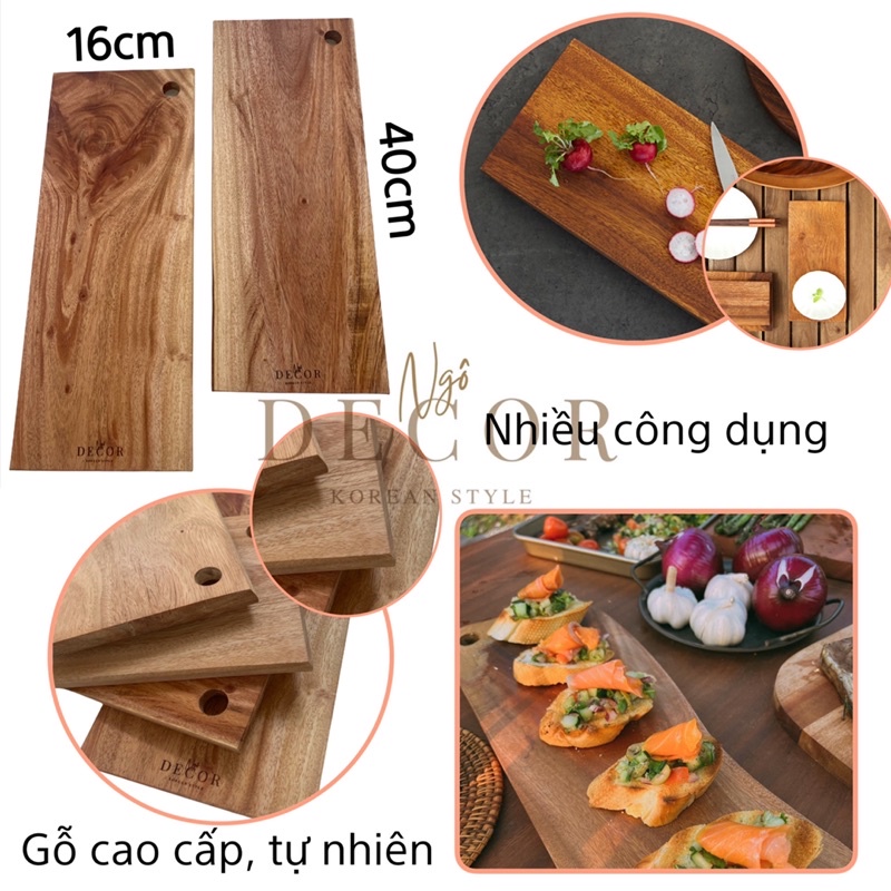 THỚT GỖ DECOR ĐỘC LẠ KHÁNG KHUẨN - DÀI 40CM - BÀY TRÍ ĐỒ Ă