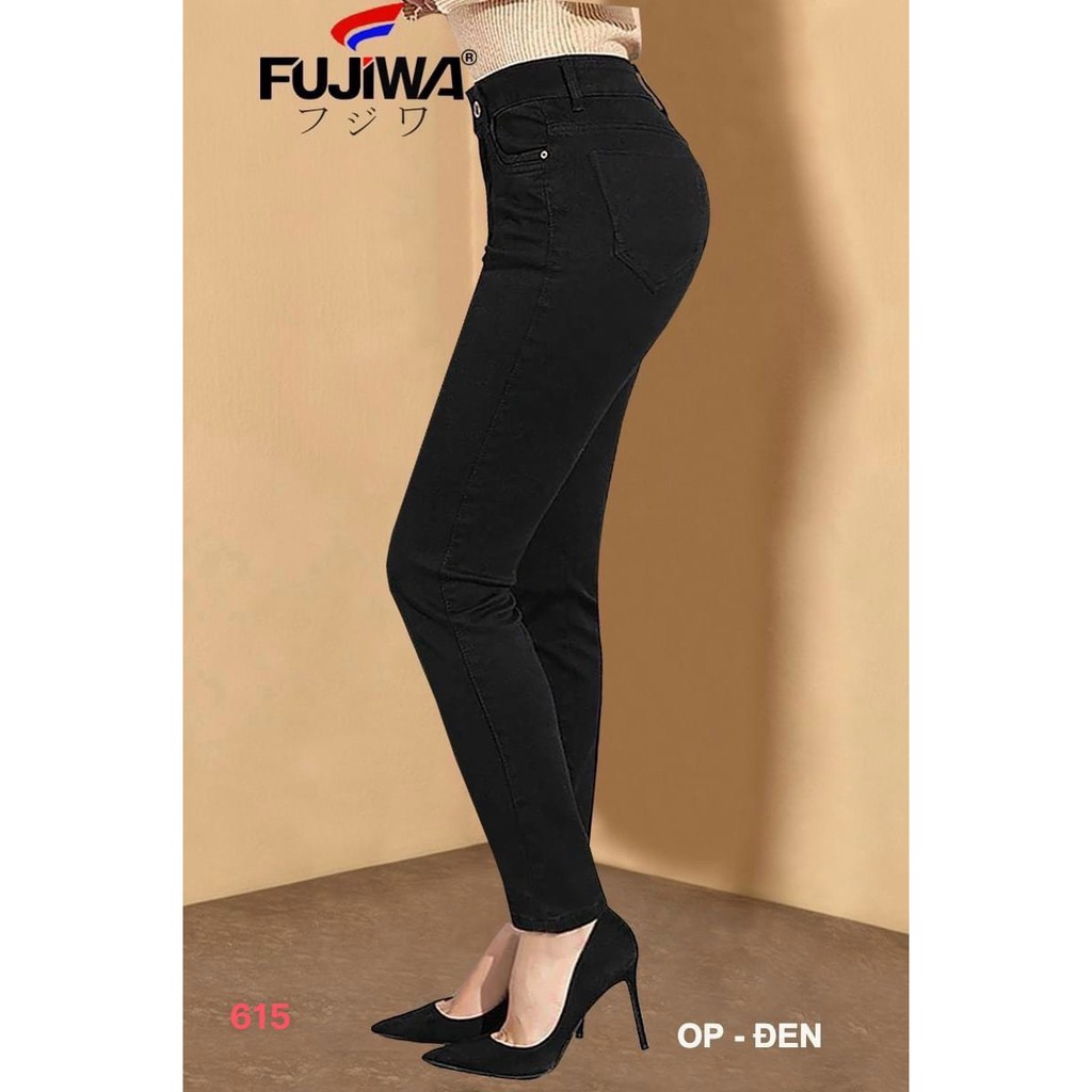 Quần jeans trơn màu đen nữ 1 nút , quần nữ cao cấp ôm dáng cạp cao T-Fashion 24h DEN615