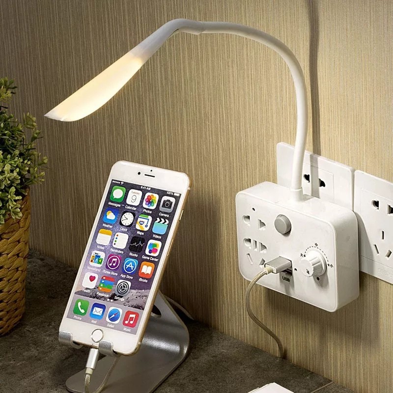 Ổ cắm điện kiêm ổ sạc, đèn ngủ, đèn đọc sách đa năng, đèn có chế độ điều khiển ánh sáng