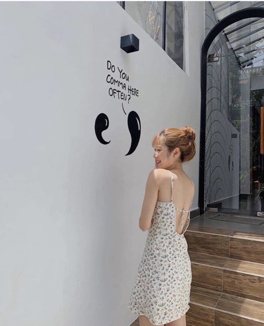 Đầm trắng Elsa Dress hoạ tiết hoa váy dây có tăng đơ có mút ngực kèm lót trong from chuẩn điểm nhấn khoét lưng cột nơ | BigBuy360 - bigbuy360.vn